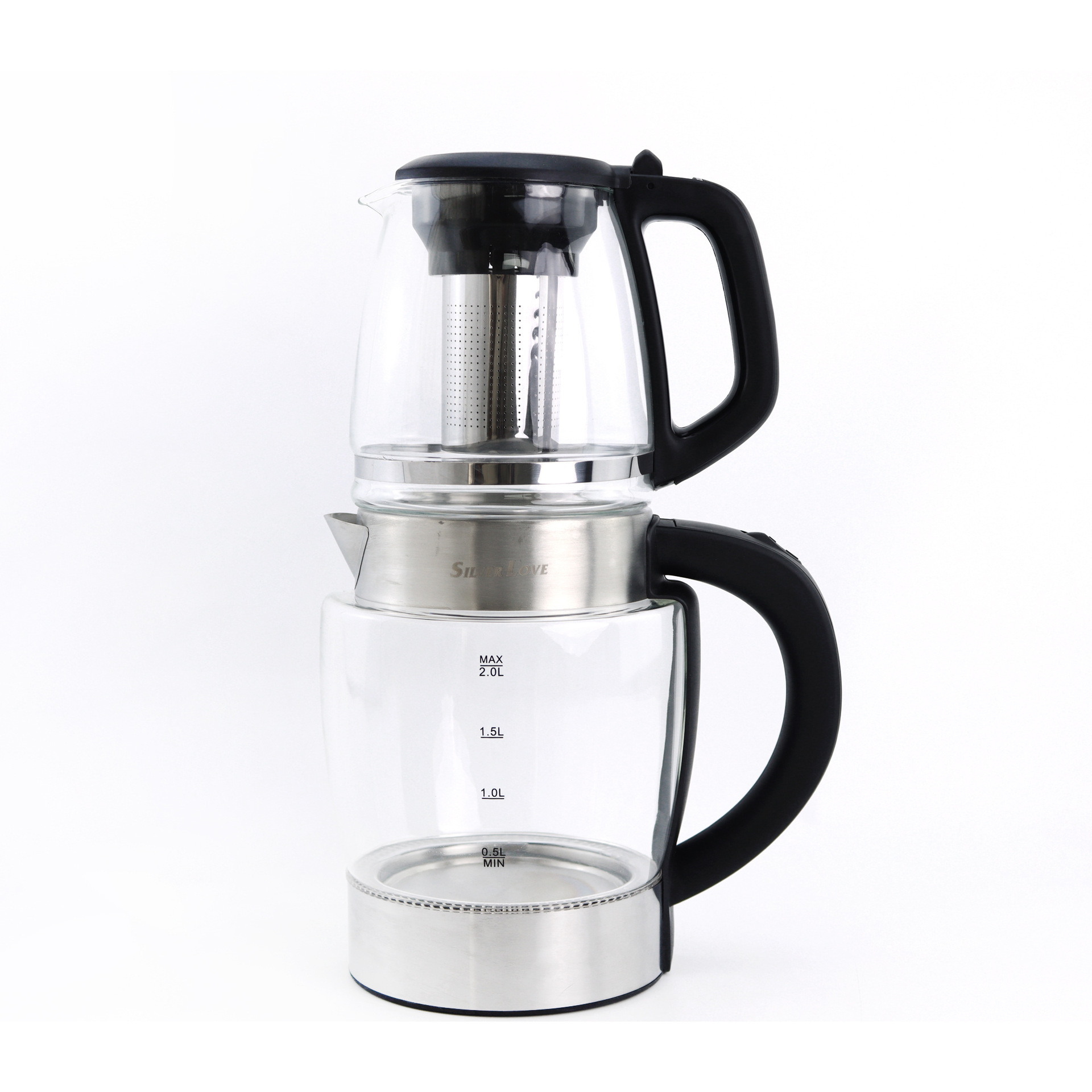 Comercio exterior exportación de vidrio doméstico hervidor de agua eléctrica de alto boro vidrio transparente apagado automático 2.2L hervidor de té eléctrico