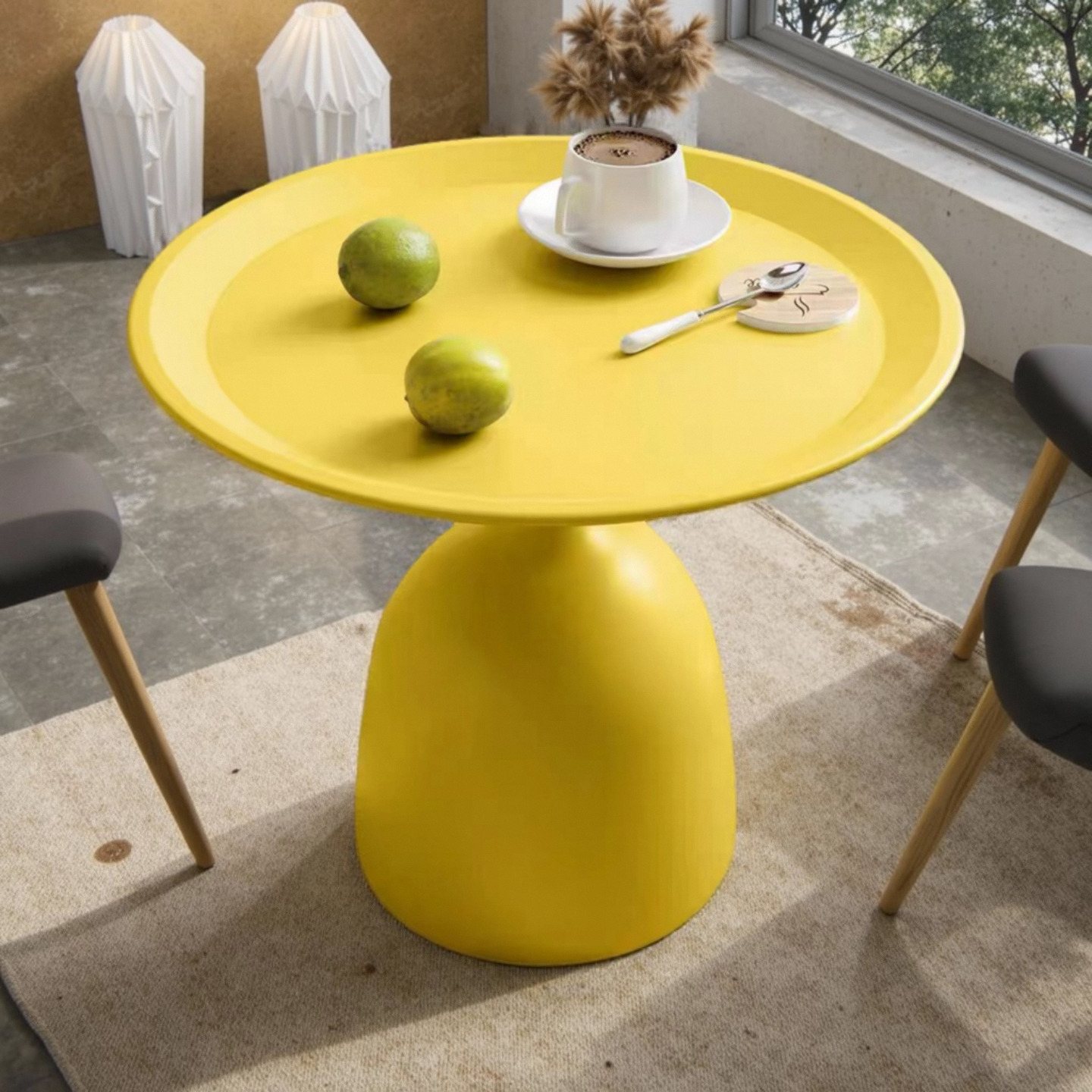 Same-Day Delivery of Cream-Style Wrought Iron Household Small-Sized Coffee Tables, Small Tables, Hotel Bedside Trays, Corner Tables, Sofa Side Tables