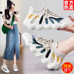女鞋2023春季新款飛織透氣軟底運動休閒襪子鞋防臭椰子鞋八爪魚鞋