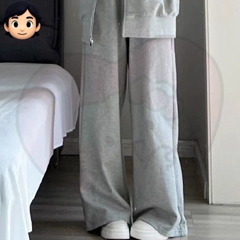 休闲运动套装女秋冬新款宽松连帽灰色卫衣阔腿裤两件套开衫外套潮|undefined