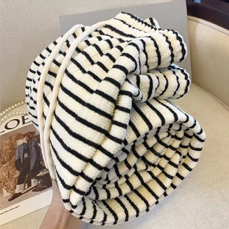 Striped Towel Pants Autumn and Winter 2024 New Not Stomach Loose Meat Covering Straight Casual fleece-lined Wide Leg Pants