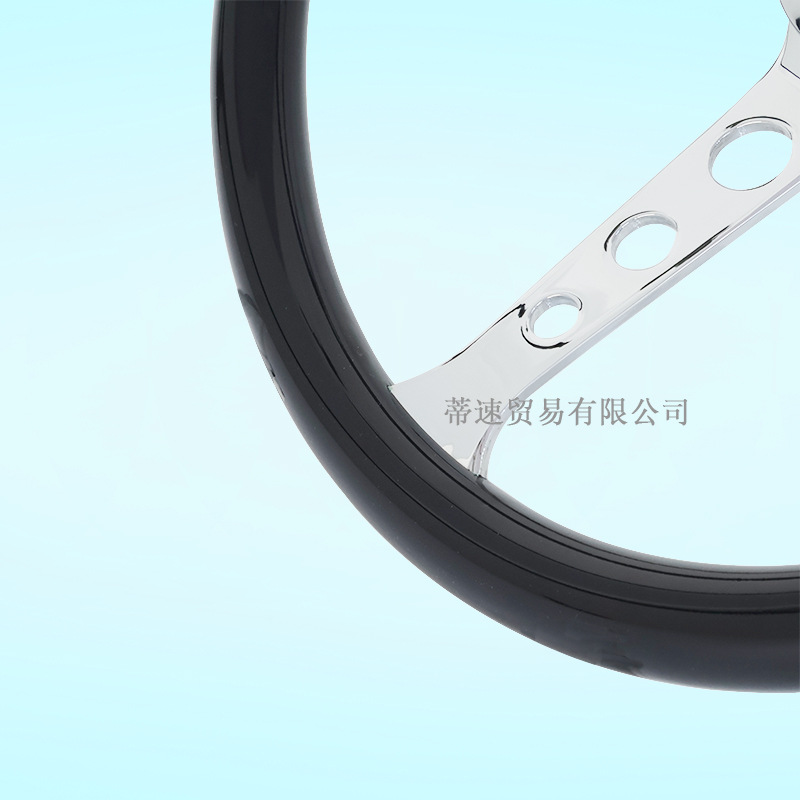 Factory Direct Sales Car Modification Glossy Black Round Hole Steering Wheel 15inch Electroplated Universal Racing Steering Wheel 380mm