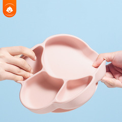 Cat claw platinum silicone dinner plate baby food silicone baby utensils bowl spoon three-piece set silicone dinner plate dropshipping