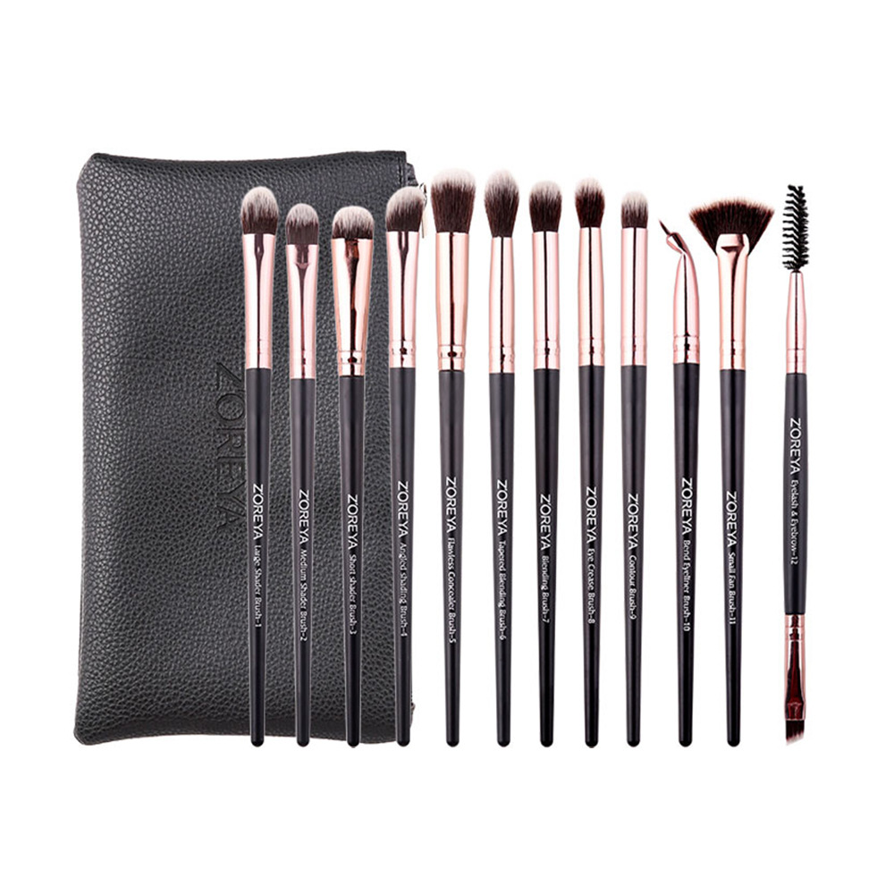 En stock herramientas de maquillaje al por mayor 12 unids ojo maquillaje cepillo traje mango de plástico sombra de ojos cepillo corrector cepillo maquillaje cepillo conjunto