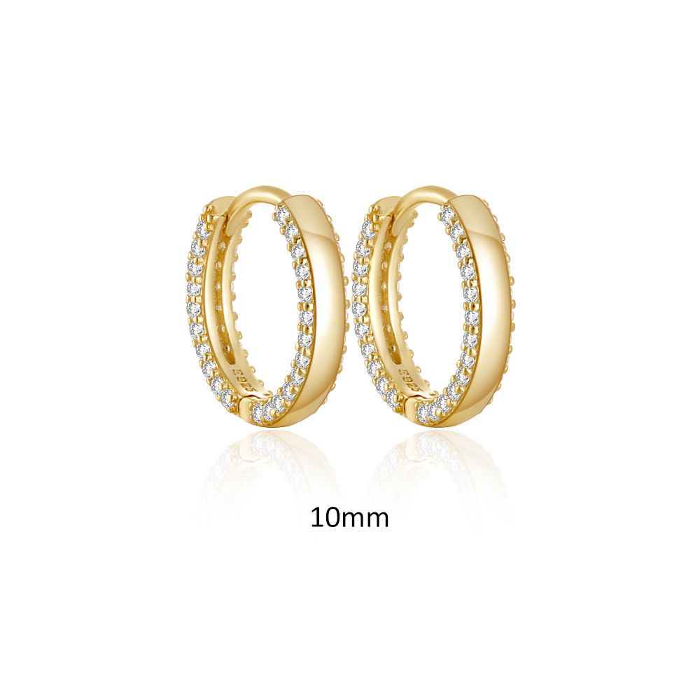 925 Sterling Silver Material 1 Pair 925 Sterling Silver Zircon Round Hoop Earrings