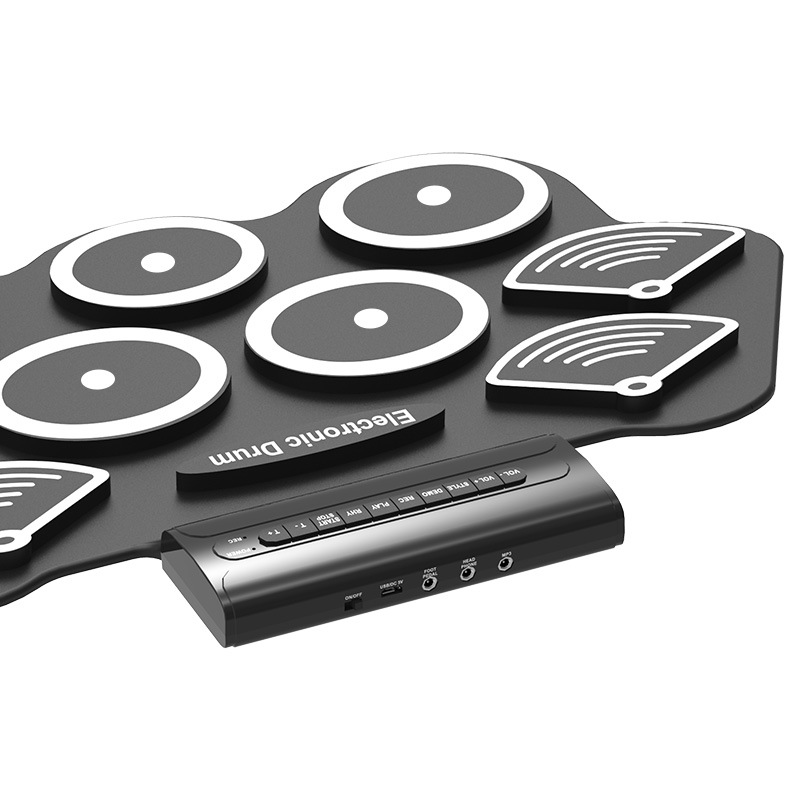 FUENTE de la fábrica rollo de mano tambor electrónico instrumento de percusión engrosada rollo de mano de silicona conjunto tambor de jazz tambor USB tambor electrónico