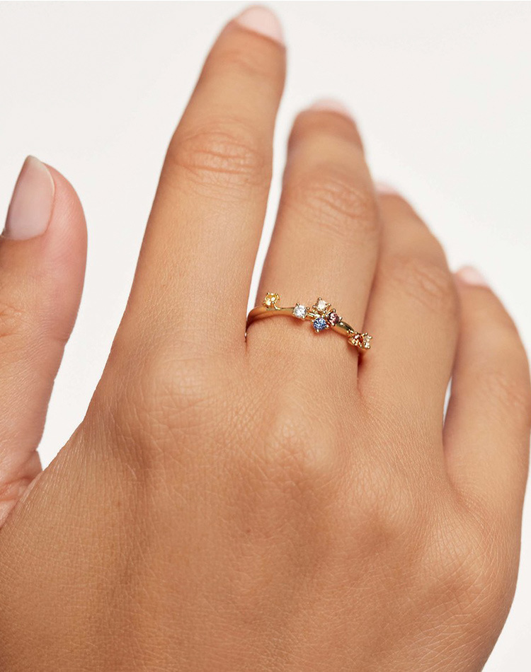 5g Weight Zircon Inlay Material 925 Sterling Silver Zircon Geometric Rings