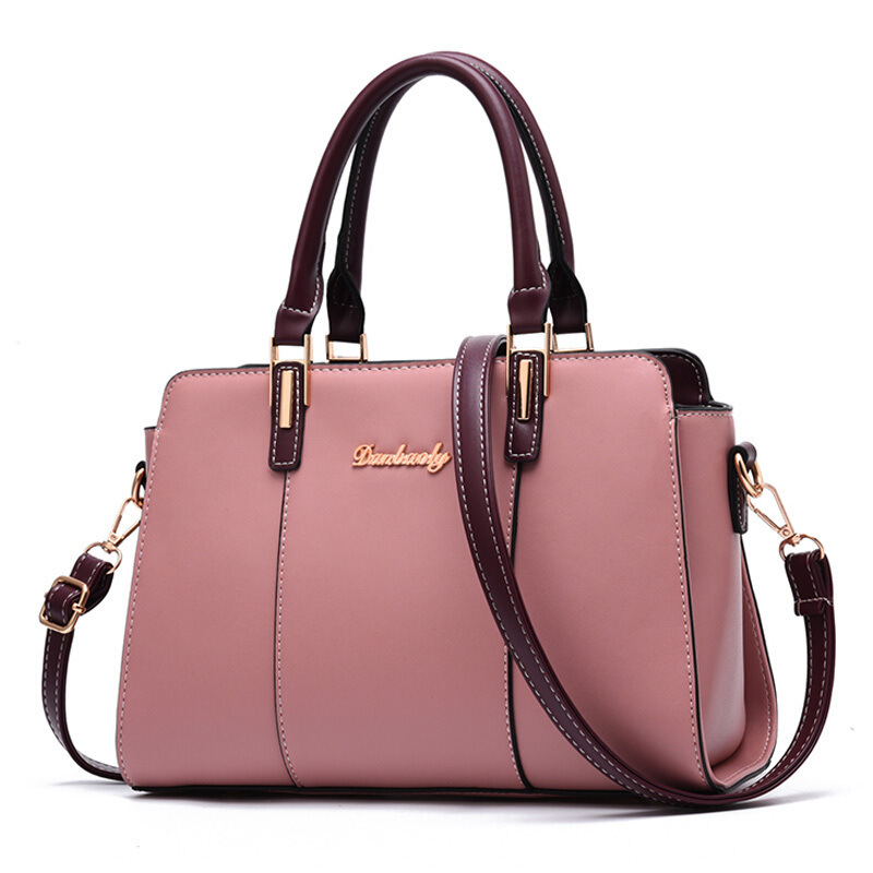 Pu Leather Material Letter, Color Block Pattern Women's Large Pu Leather Letter Color Block Business Square Zipper Handbag