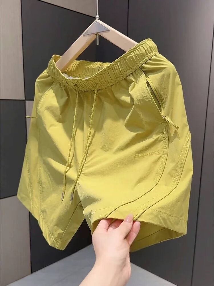 Men's Quick-Dry Casual Shorts, Solid Color Lightweight Breathable 5-Inch Inseam Elastic Waistband Soft Athletic Shorts For Gym Travel Summer_viptrois.com