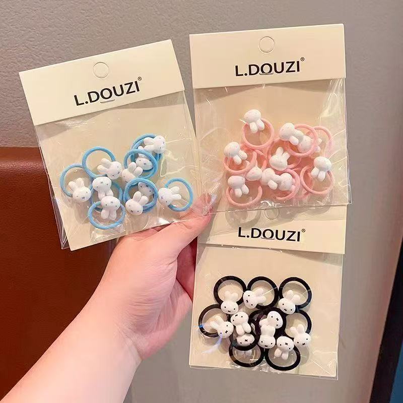 Niños lindos Miffy Dedo anillo para el cabello bebé pequeña banda de goma para el cabello de la niña atada cabello no daña cabello