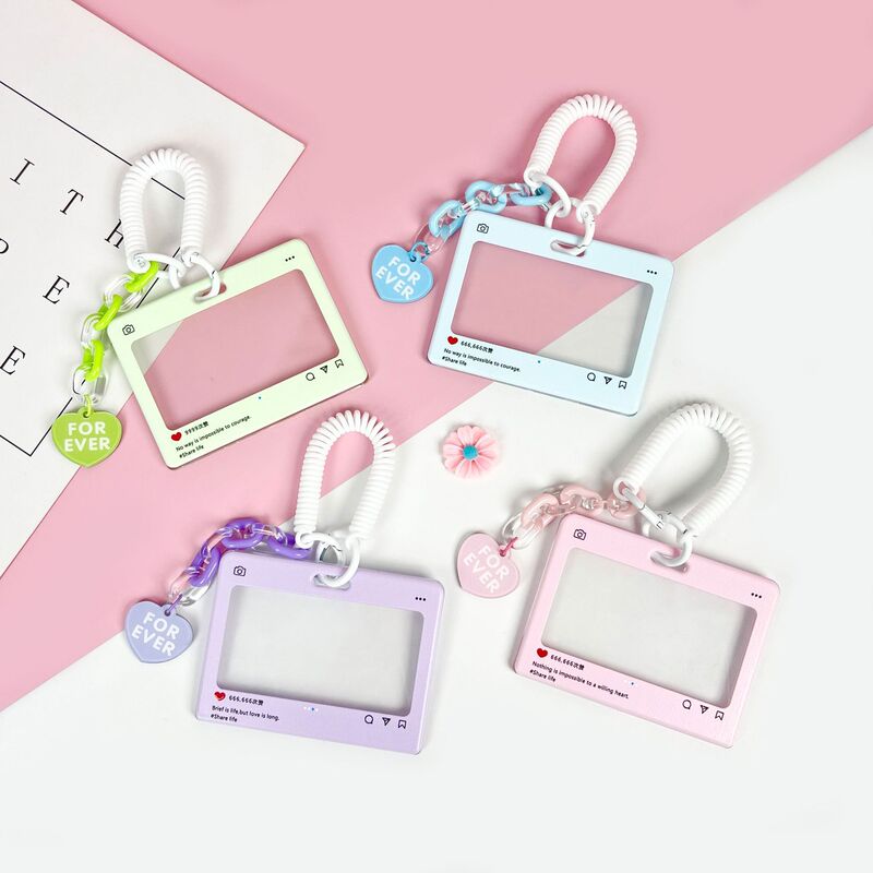 Cute Dialog Box Transparent Card Holder Student Cartoon Sliding Card Case Game Card Id Card Holder Anti-Theft