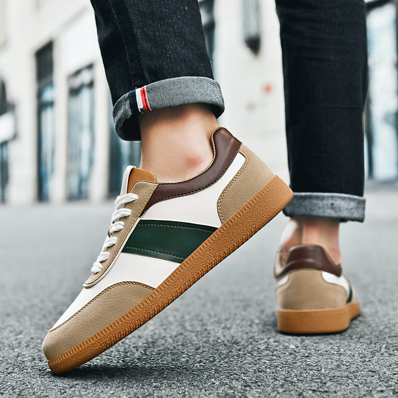 Giày sneaker nam cổ thấp đế bằng thoáng khí kiểu mới — 9157 màu đen, 9157 trắng xanh lá