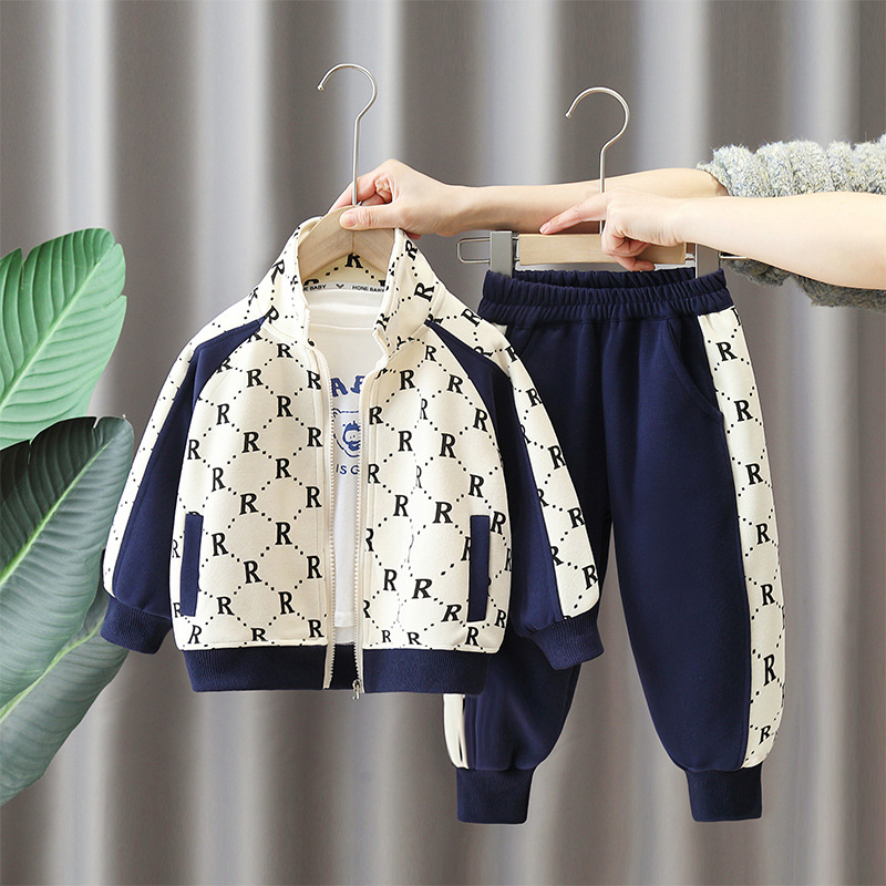 6156 traje deportivo para niños 2024 primavera y otoño nuevo estilo rufián guapo moda para bebés ropa de otoño marca de moda para niños de dos piezas