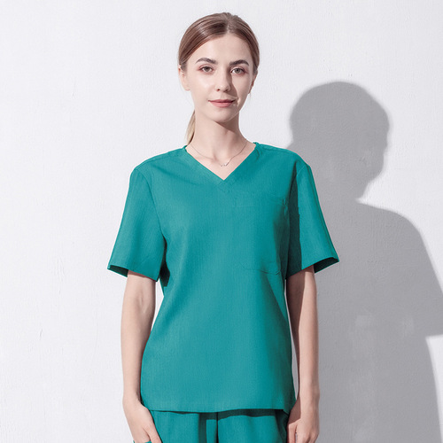 High-end hand washing clothes, female dentist's overalls, elastic brush hand clothes, short-sleeved pet beauty hospital surgery suit