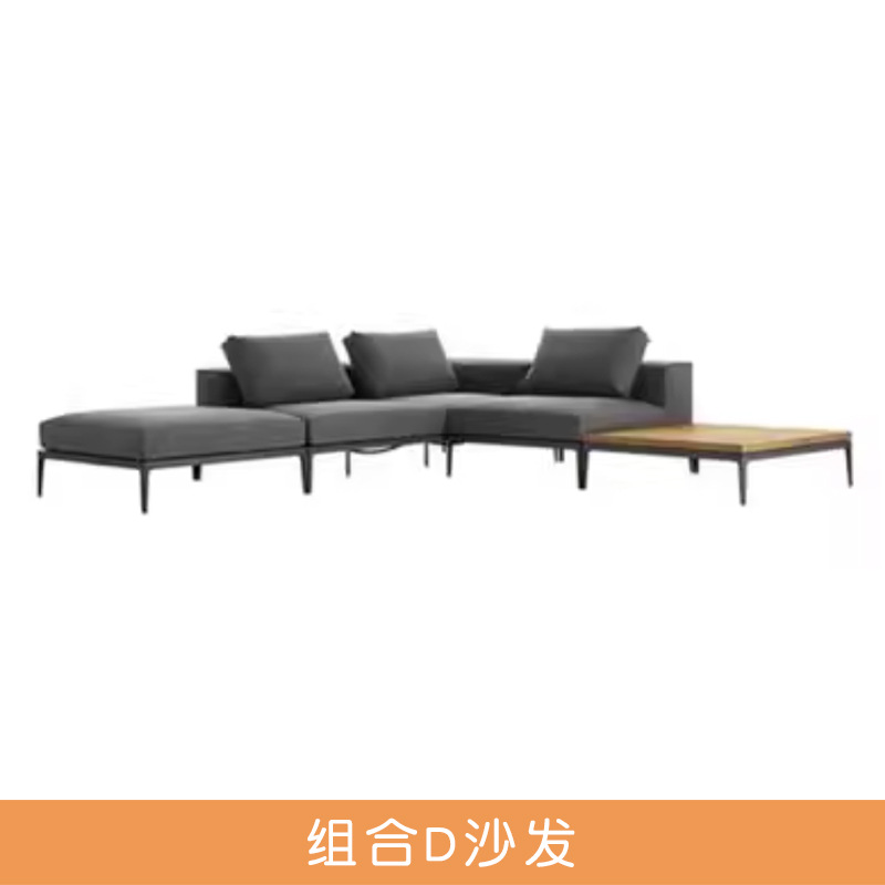 Nordic sofá al aire libre combinación Villa patio a prueba de sol sofá de teca hotel al aire libre de aleación de aluminio al aire libre sofá conjunto