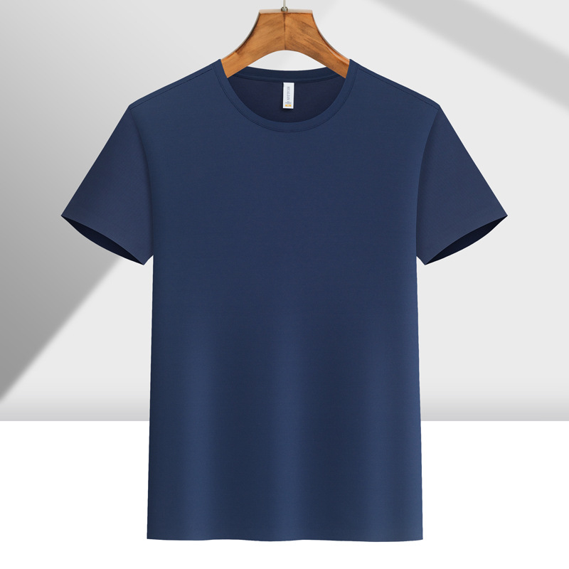 Camiseta de trabajo de alta gama, sin costuras, de nailon, con cuello redondo, manga corta, impresión de logotipo personalizado, uniforme de equipo para hombres y mujeres, bordado deportivo ejecutivo.