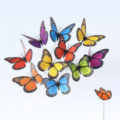 10隻裝跨境12CM君主蝶插扦蝴蝶花園裝飾草坪旅遊景區仿真蝴蝶插扦