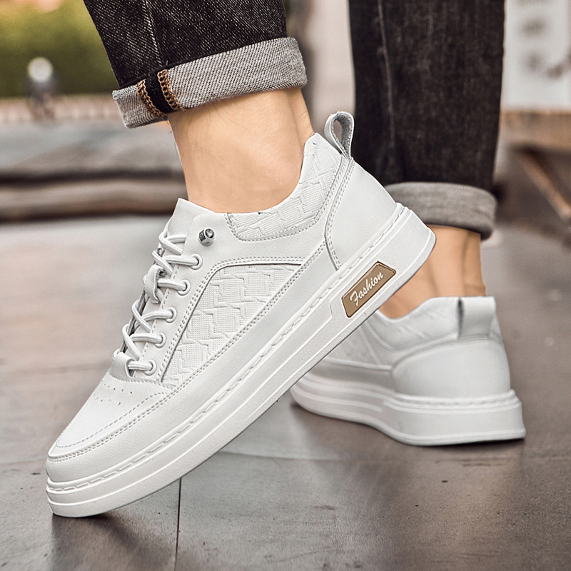 Good Quality Genuine Leather Men's Small White Toe Widened and Comfortable Feet Slip-on Reinforced Stitching Casual Sneakers for Men