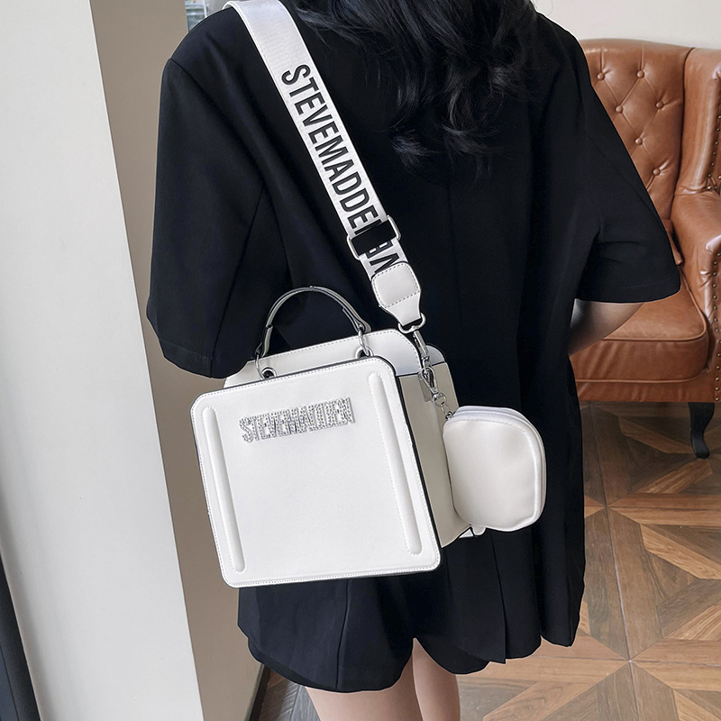 Bolso de hombro transfronterizo para mujer, casual de todo fósforo, color sólido, bolso cuadrado pequeño portátil de gran capacidad, bolso de mensajero de moda europeo y americano