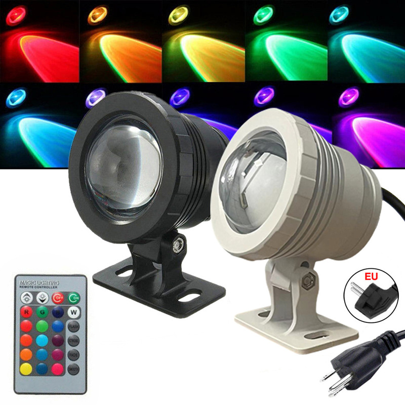 Outdoor fountain pool spotlights AC 85~265v RGB remote control black silver pool lights with plug fountain lights