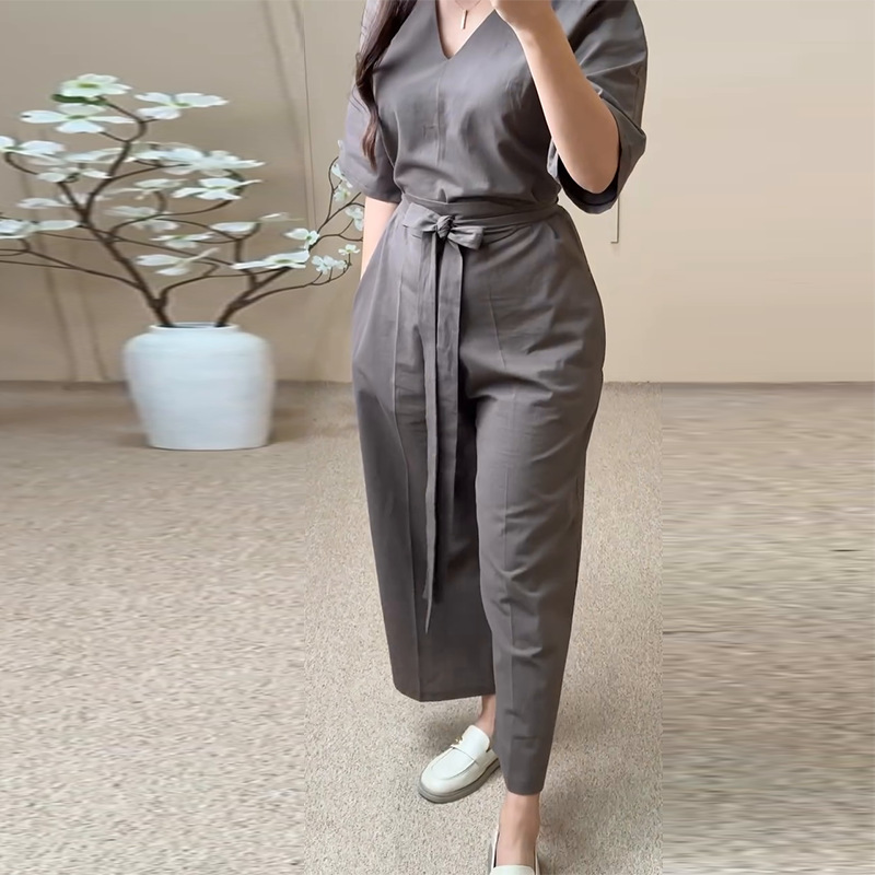 2025 nuevo comercio exterior transfronterizo de Europa y América Amazon ropa de mujer cuello v casual de moda suelta de color sólido jacket de manga corta