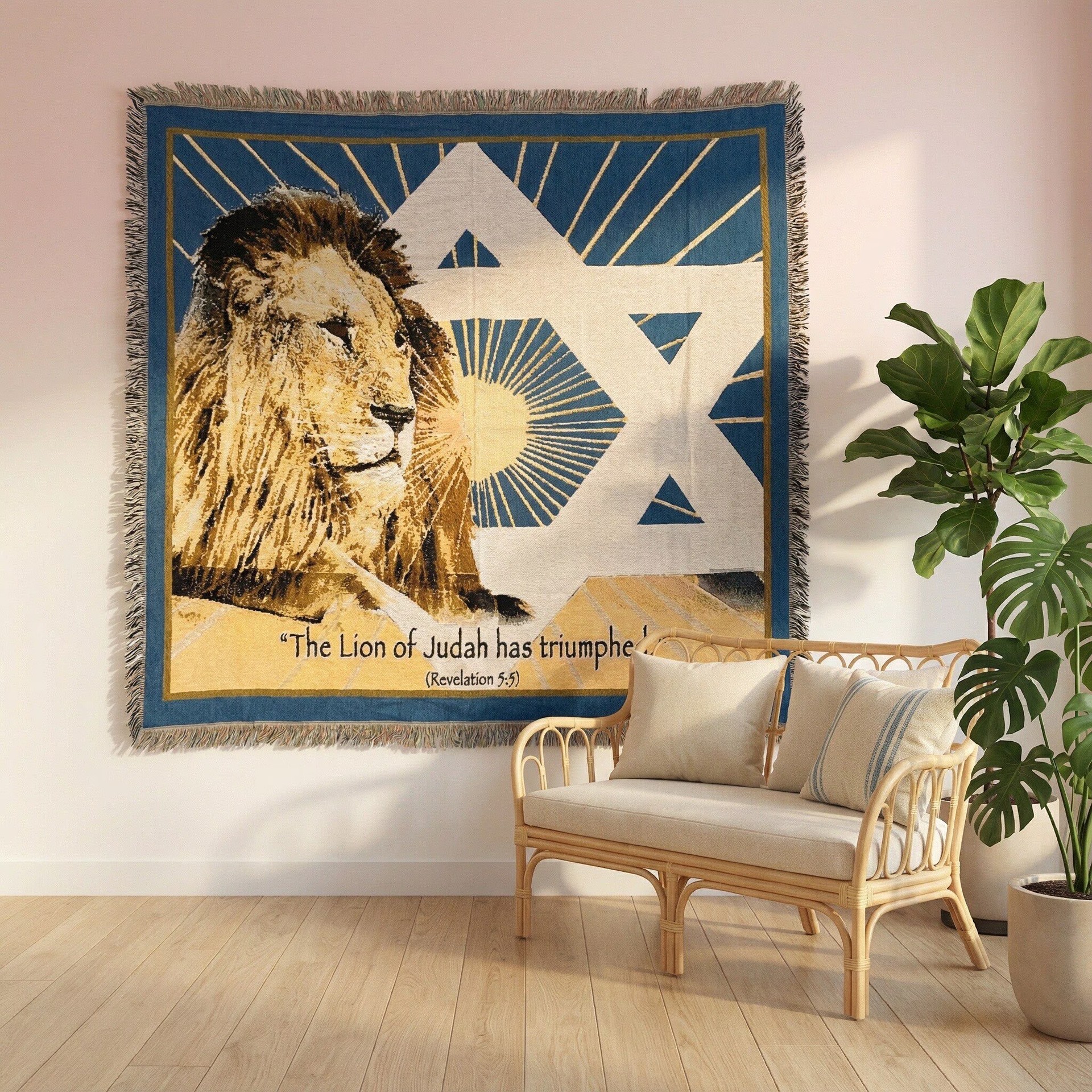 Cross-border Israeli prayer rug, decorative sofa towel, shawl, hanging cloth, lion totem cover, wiring blanket, background cloth blanket