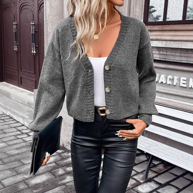 Amazon Women's Cardigan Sweater 2025 Spring and Autumn Trendy Long-Sleeve Button-Down Loose Chunky Knit Jacket