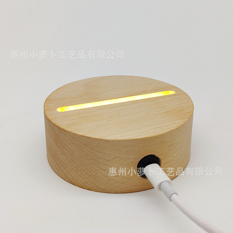 Solid Wood Base Type-C Interface USB Acrylic Plate Led Night Light Crafts Projector Eye Protection Solid Wood Base Type-C Interface USB Acrylic Plate Led Night Light Crafts Projector Eye Protection