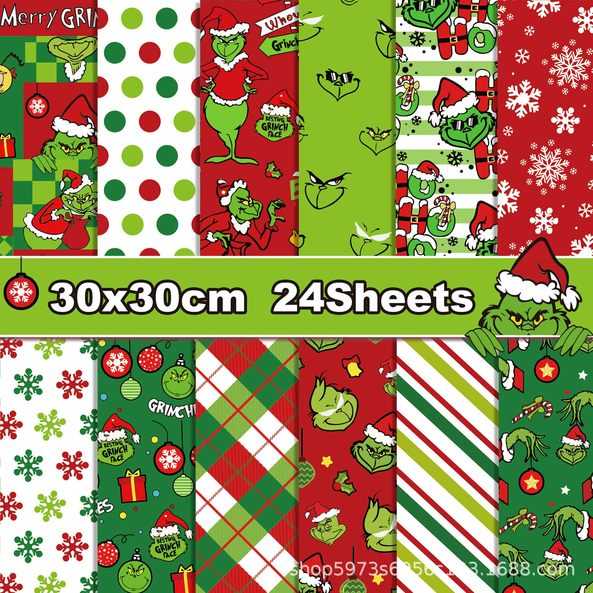 WW044 Гринч зеленые волосы монстр мультфильм Рождественский ручной счет материал бумага альбом для вырезок изготовление карт фоновая бумага