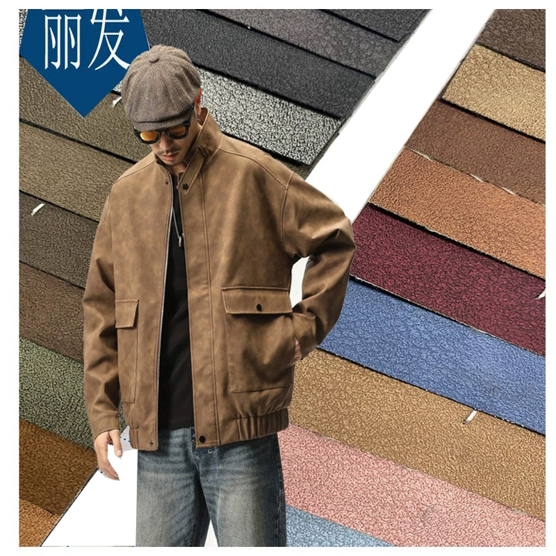 Ретро мягкая стирка вода овечий узор искусственная кожа одежда кожаная ткань высокоэластичная стирка выцветшей оленьей кожи бархат искусственная кожа