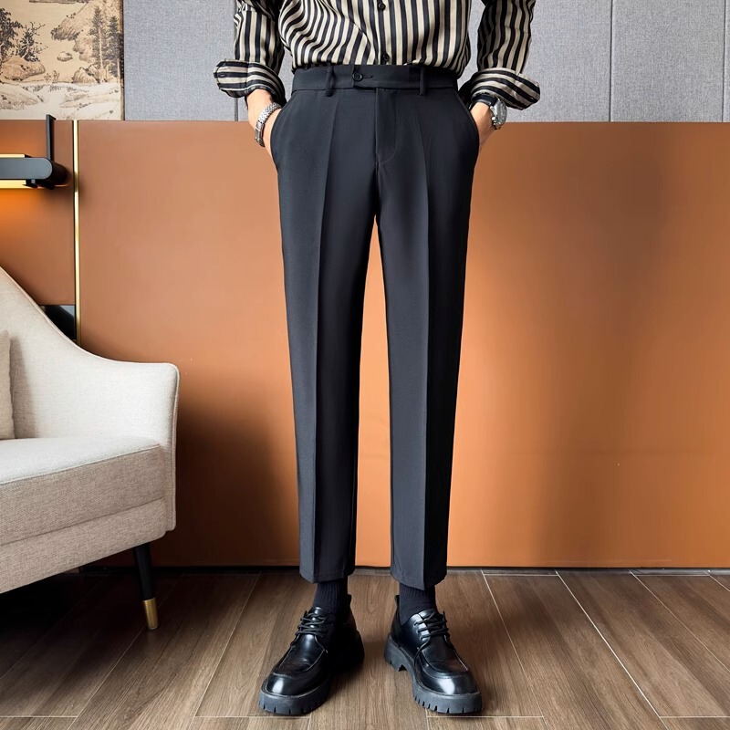 Casual Pants Suit Trousers Men's Straight Cropped Suit Pants Business Light Luxury Anti-Wrinkle Ironing-Free Business Trousers Casual Pants Suit Trousers Men's Straight Cropped Suit Pants Business Light Luxury Anti-Wrinkle Ironing-Free Business Trousers