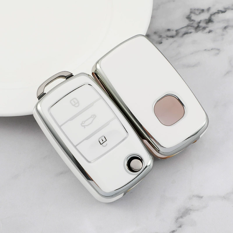 Чехол для ключей Volkswagen Di подходит для чехла для ключей Sagitar Bora Magotan Tiguan Lingdu Tanyue TPU серебряный край