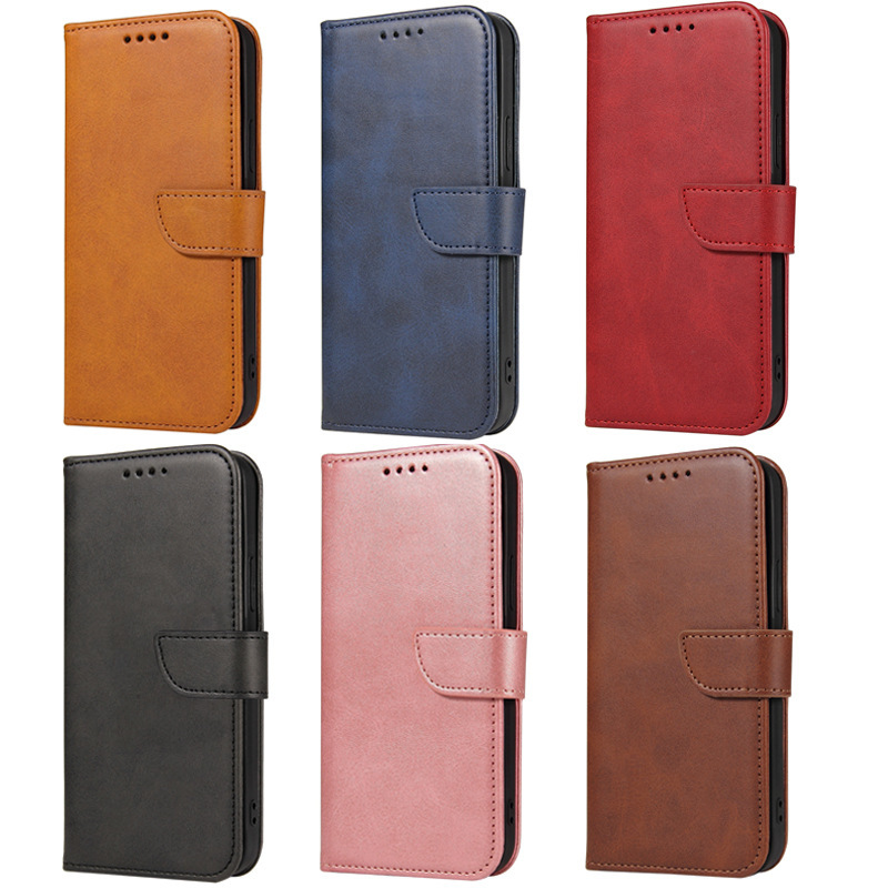 For Samsung s23 mobile phone case new S24 calf pattern S25 personalized leather S22 cross-border flip case