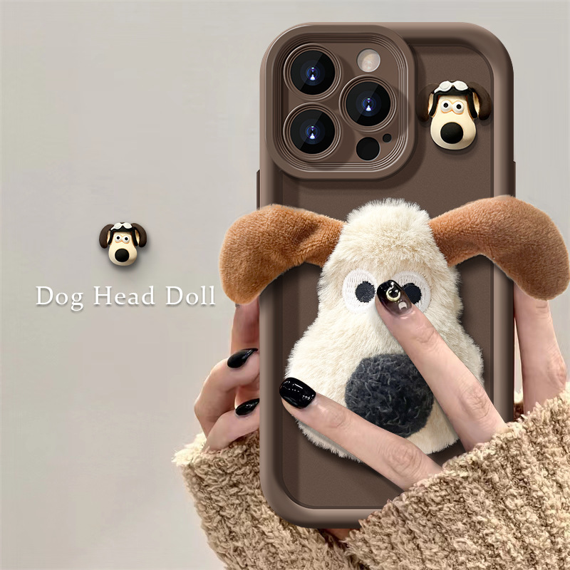 Cute 3d Cartoon Plush Dog Phone Case For Iphone Models_voghion.com