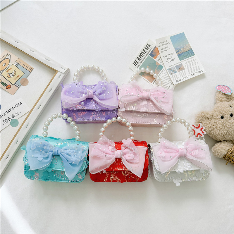 Bolsos de moda coreana para niños de perlas, bolsos de mano de perlas, bolsos de hombro para chicas lindas.