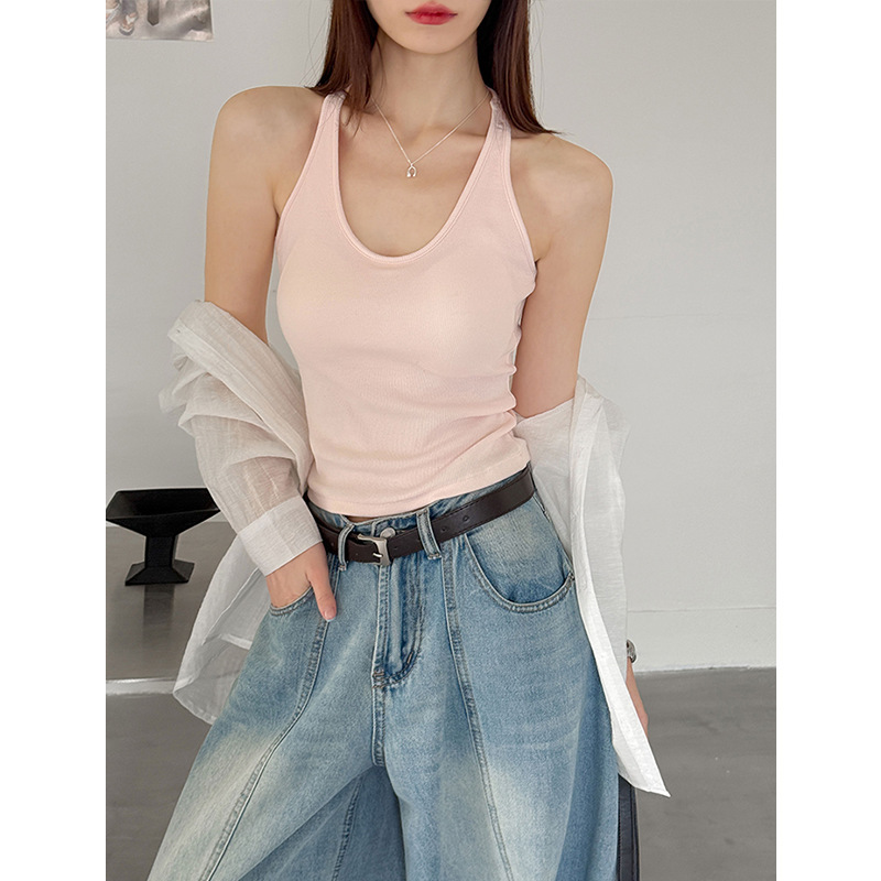 Orange Zhi Spring New Style U-Neck Camisole Slim Fit Top Trendy Niche Camisole 62831 Orange Zhi Spring New Style U-Neck Camisole Slim Fit Top Trendy Niche Camisole 62831