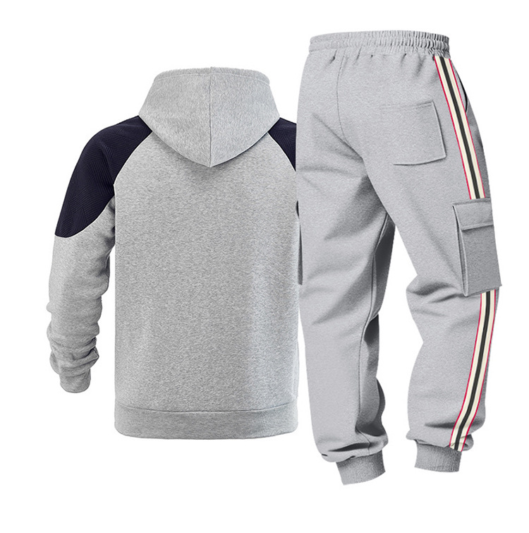 Men's Clothing Men's Heavyweight Casual Hooded Sweatshirt And Sweatpants Set Color Block Outdoor Commuter Style Loose Fit_viptrois.com