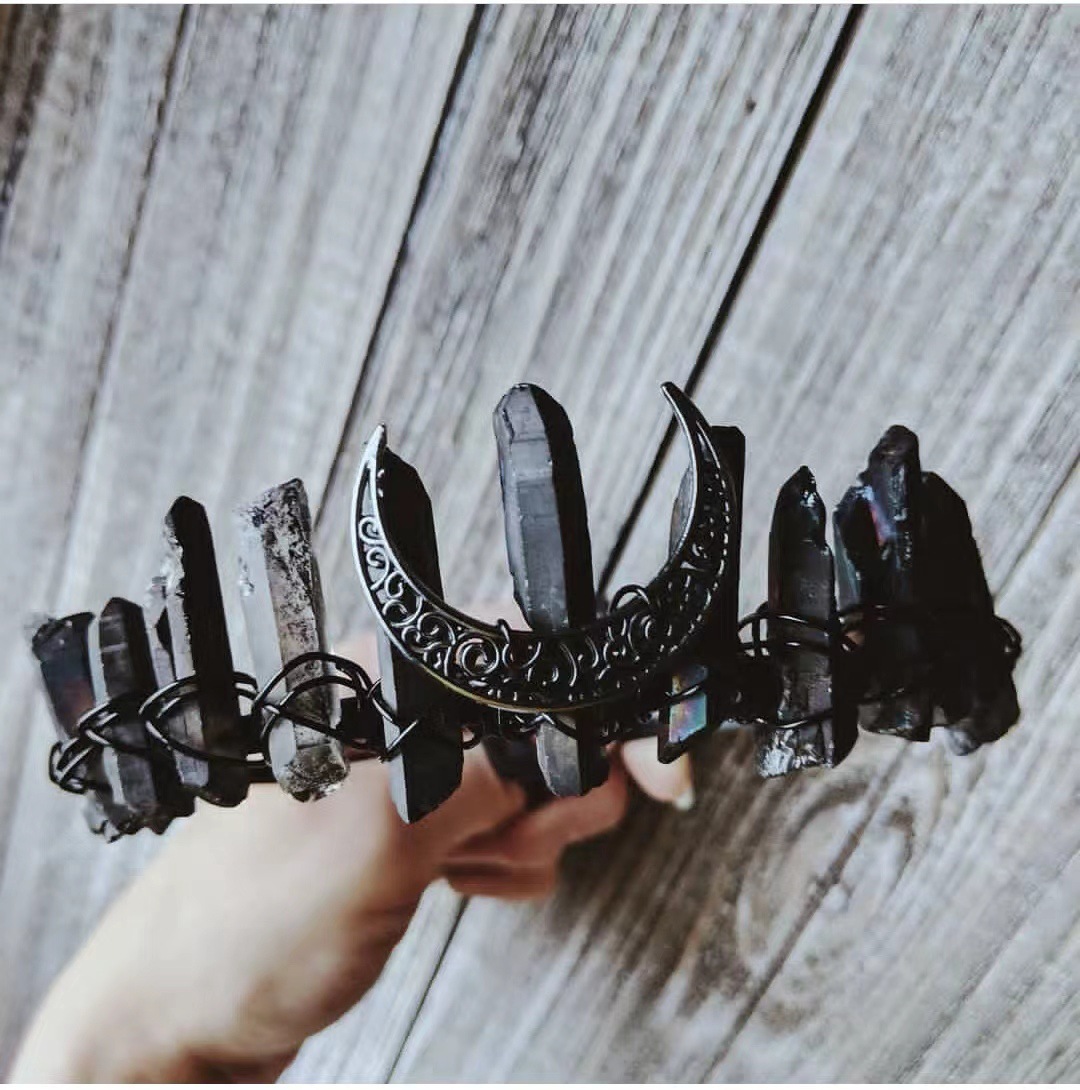 Cristal natural chapado colorido variedad de Venta caliente europeo y americano bruja corona diadema accesorios para el pelo retro Luna corona