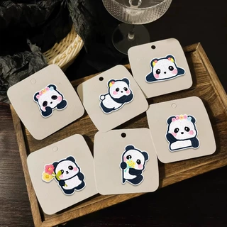 惠州电脑绣花厂卡通熊猫布贴可定制魔术贴辅料熨烫免缝自粘刺绣贴