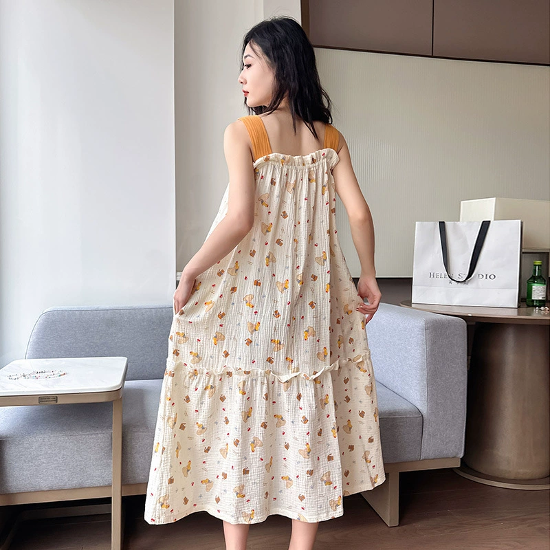Летнее хлопковое slip dress, тонкая пижама для мамы, большой размер, свободный крой