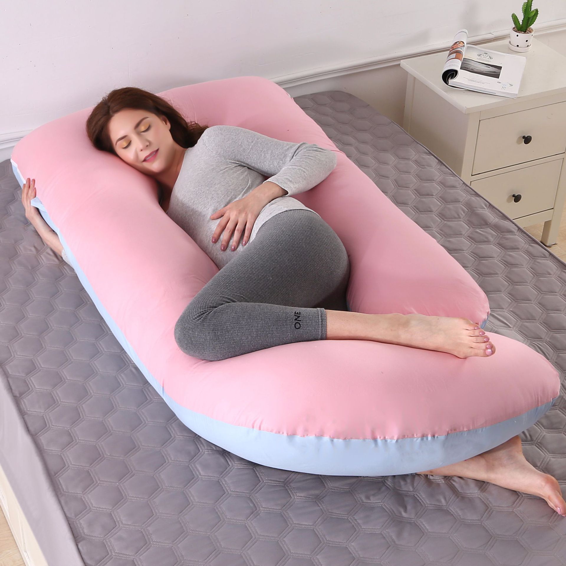 Almohada de maternidad lado dormitorio de algodón extraíble y lavable almohada de soporte de cintura en forma de G grande transfronteriza FÁBRICA DE Amazon almohada de maternidad al por mayor