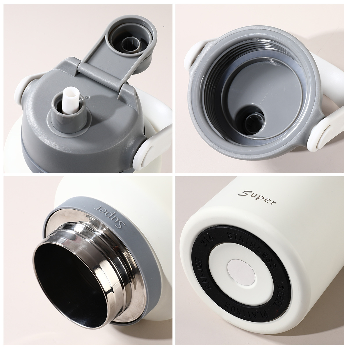 Botella de Agua Aislada 2023, Termo Portátil de Acero Inoxidable para Exteriores, para Agua Fría y Caliente, con Pajita, Específica para Camping