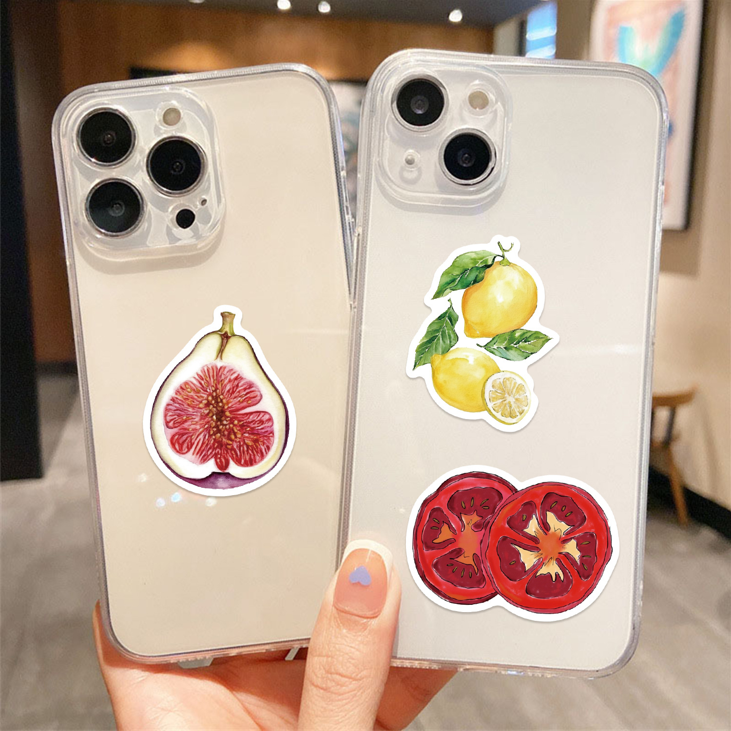48g Weight Stickers Stationery Type 1 Set Quantity School, Graduation Occasion PVC self-adhesive Material Cartoon, Fruit Pattern Cute Style 1 Set Cartoon Fruit School Graduation PVC Self-adhesive Cute Stickers 8