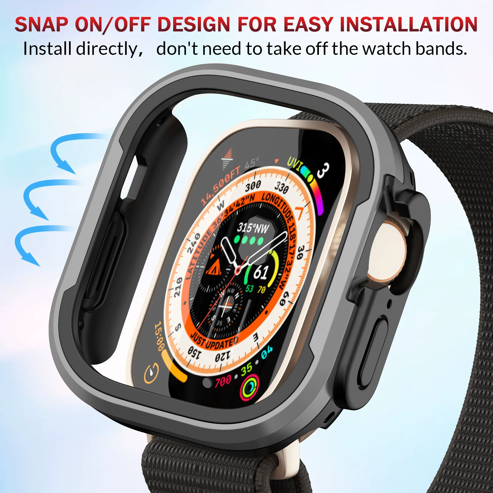 Корпус-оболочка под Apple45678 поколения IWatch8ultra49mmmtpu+алюминиевый сплав для защиты механизма