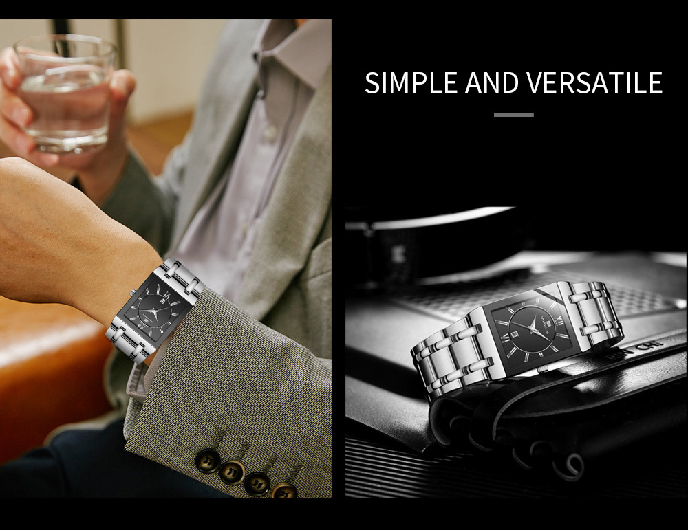 145g Weight Tempered Glass Mirror Material Stainless Steel Strap Material Watch Classification Number Display Type Double Side Snaps Buckle Style Square Dial Shape Daily Occasion Quartz Movement Geometric Pattern Men's Gender Business Style Business Geometric Double Side Snaps Quartz Men's Watches 10