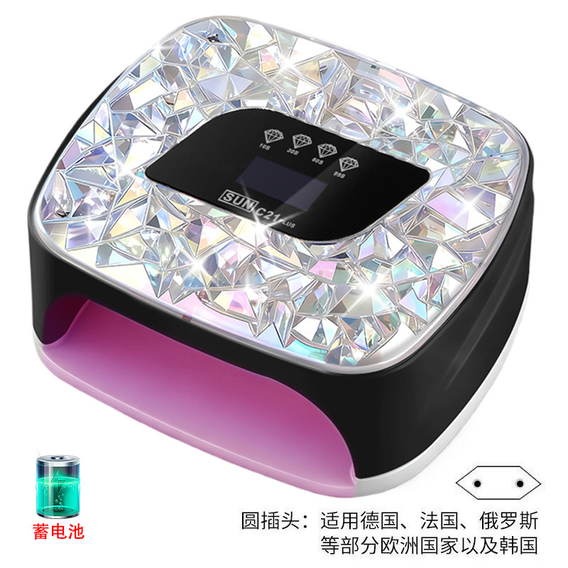 Lámpara de manicura de almacenamiento de doble fuente de luz inteligente de manicura de secado rápido UV doble fuente de luz de diamante de manicura de luz de larga duración