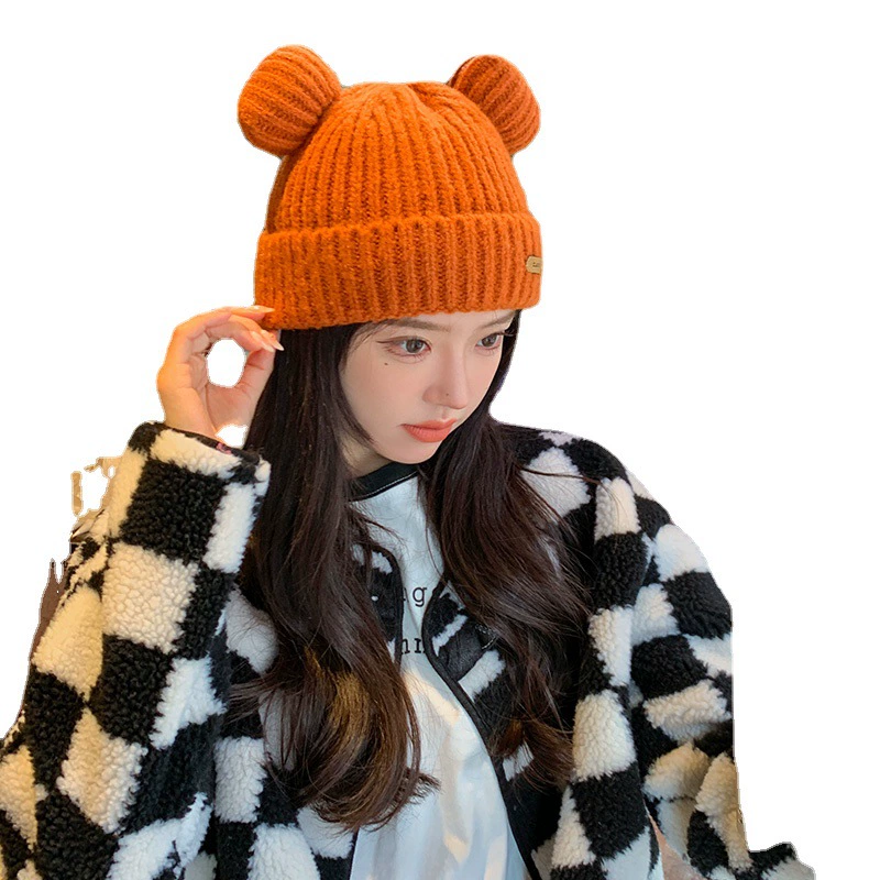 Woolen warm demi-season Japanese cute knitted hat