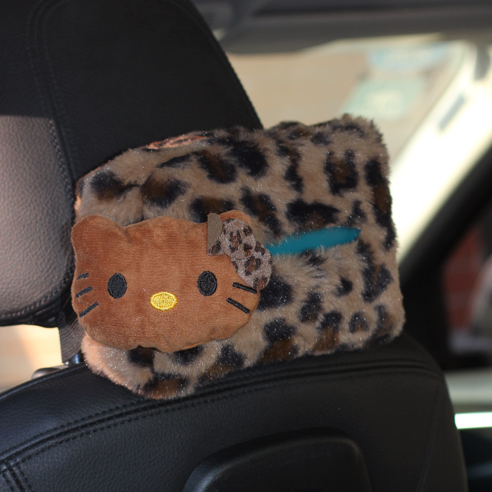 Maillard Leopard Print Hellokitty Plush Car Seat Belt Shoulder Cover Car Interior Decoration Good New Car Gift