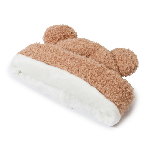 Bear Plush Hat for Women - Autumn/Winter Hooded Cute Hat with Fleece and Thick Lining - Postpartum Warmth Keeping Anti-Cold Ear Protection Cold Hat