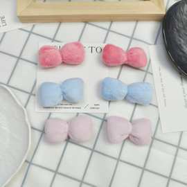 新款毛绒充棉糖果色蝴蝶结配件 发饰发夹服装鞋帽配饰手工diy辅料